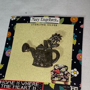 Mary Engelbreit Silver Floral Watering Can Brooch